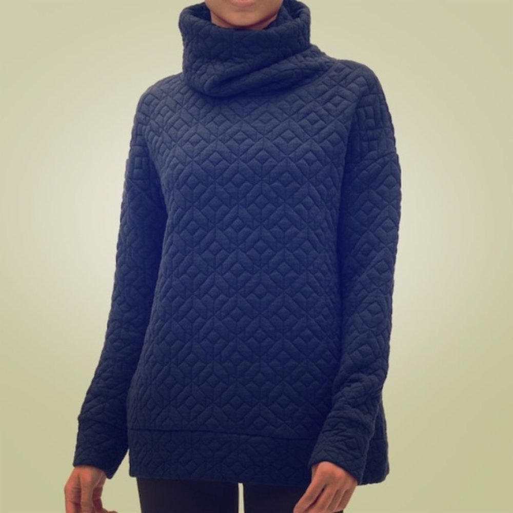 Gap Jacquard Funnel Neck Pullover- Navy